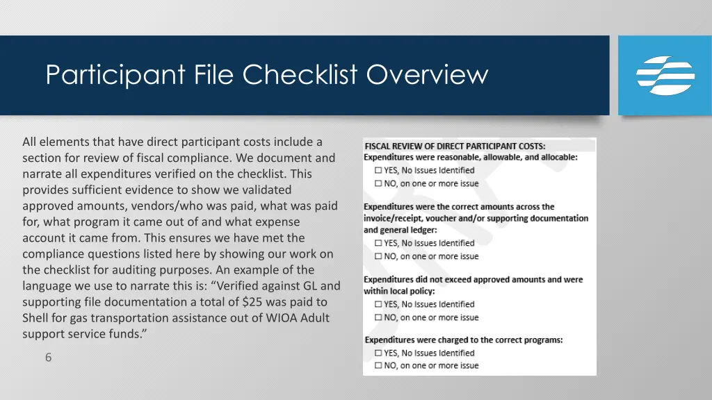 participant file checklist overview 2