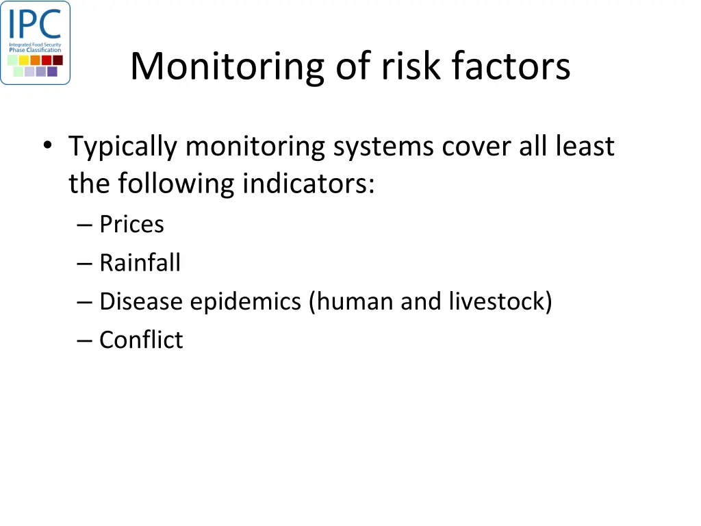 monitoring of risk factors