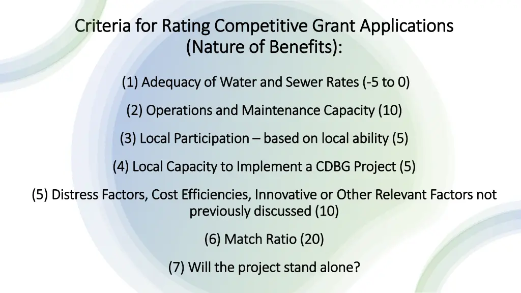 criteria for rating competitive grant
