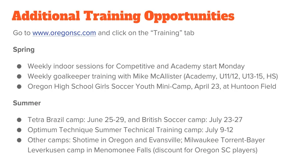 additional training opportunities