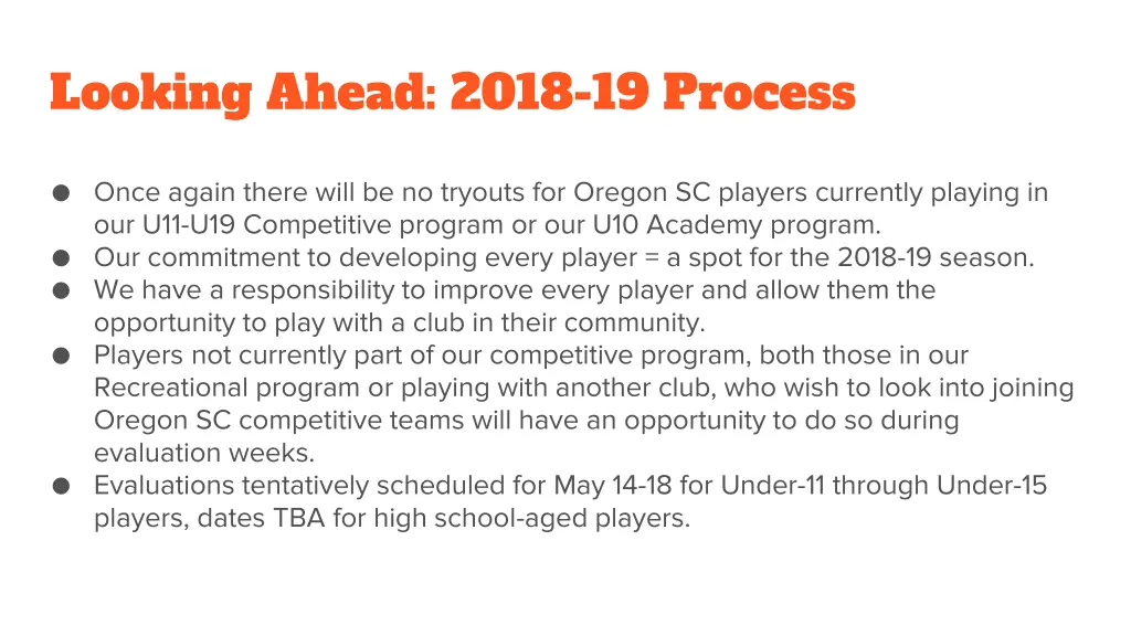 looking ahead 2018 19 process