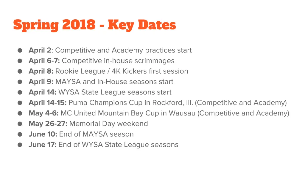 spring 2018 key dates