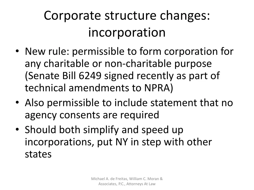 corporate structure changes incorporation