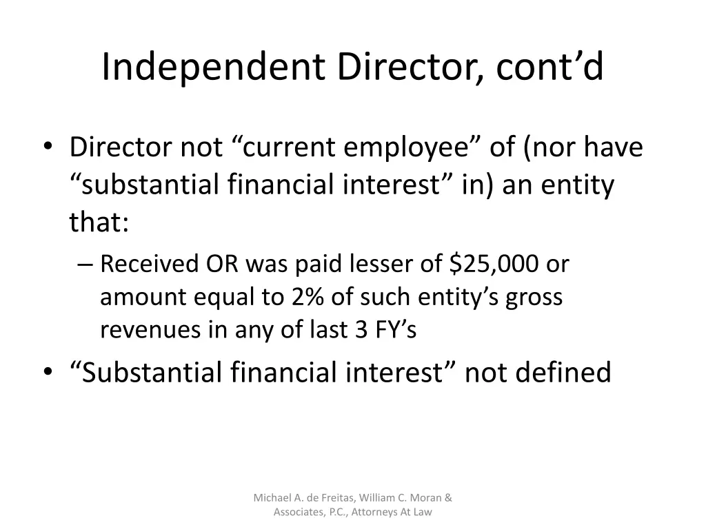 independent director cont d