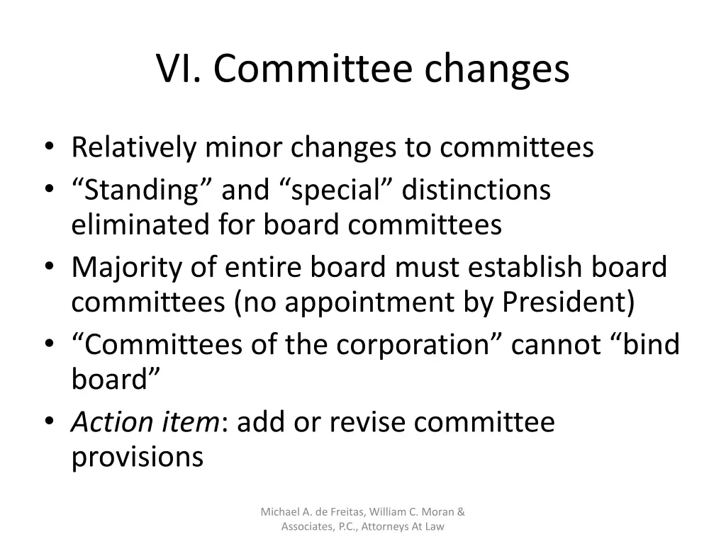 vi committee changes
