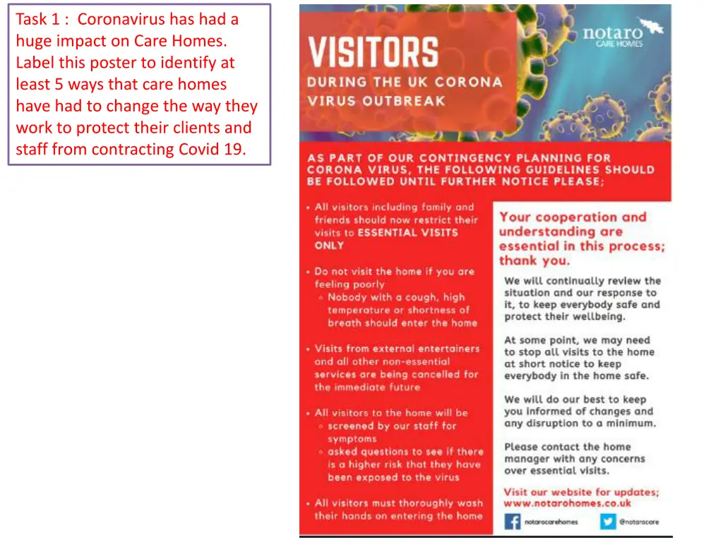 task 1 coronavirus has had a huge impact on care
