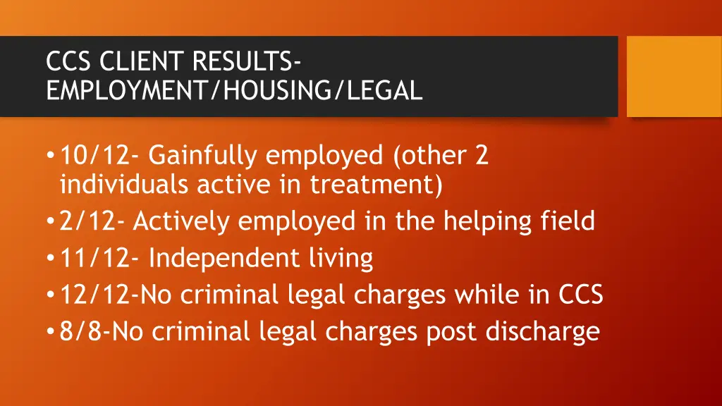 ccs client results employment housing legal