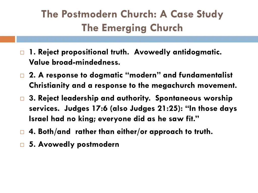 the postmodern church a case study the emerging