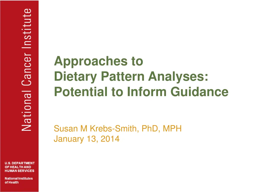 approaches to dietary pattern analyses potential