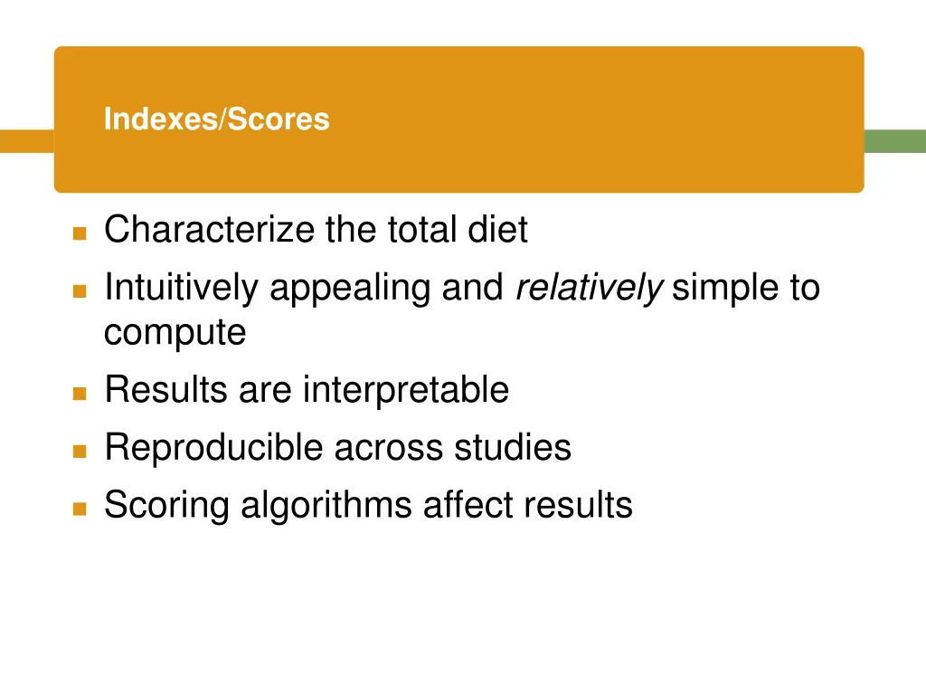 indexes scores 1