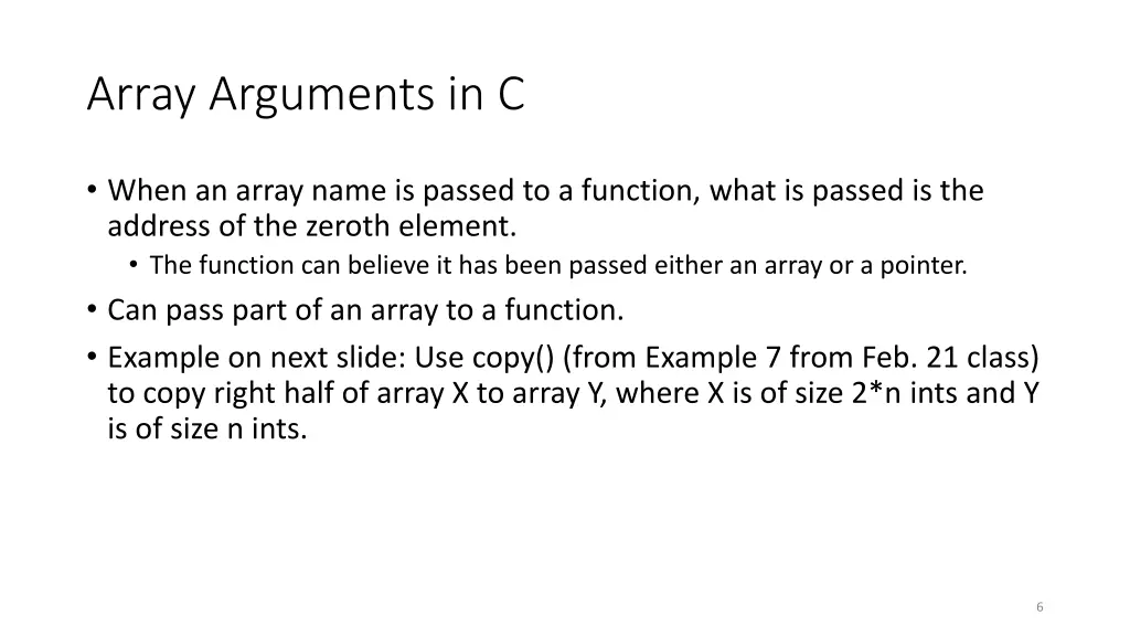 array arguments in c
