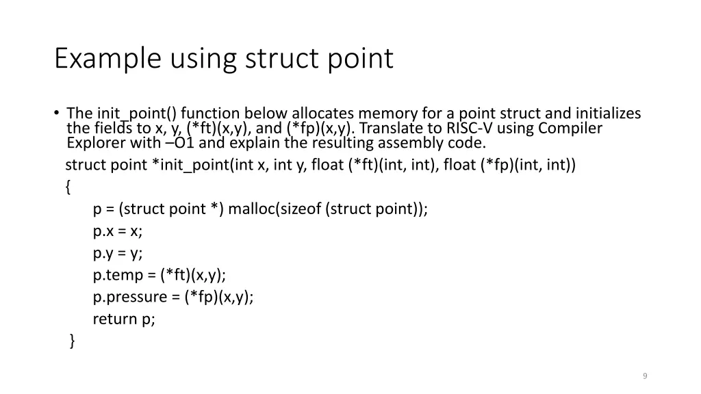 example using struct point