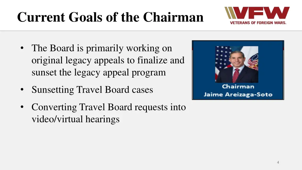 current goals of the chairman