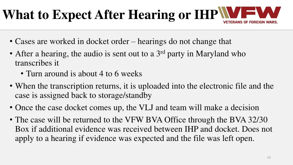 what to expect after hearing or ihp