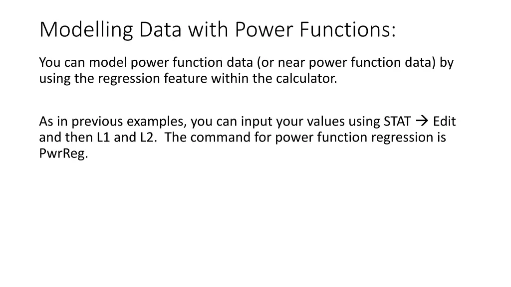 modelling data with power functions