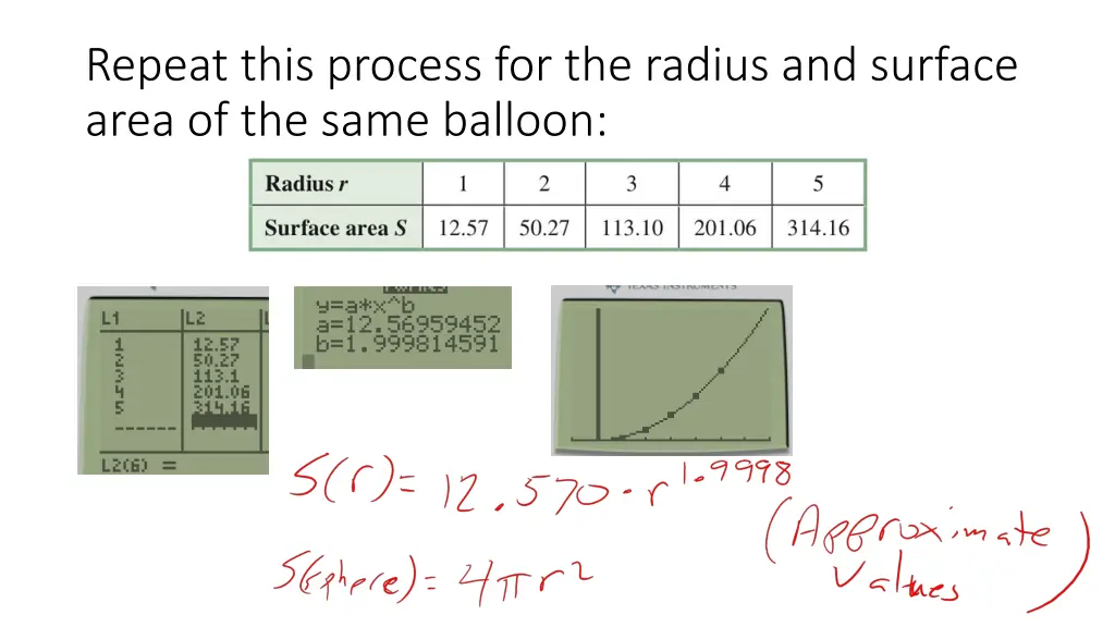 repeat this process for the radius and surface