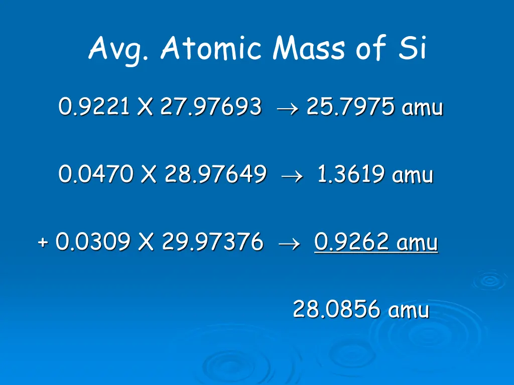 avg atomic mass of si