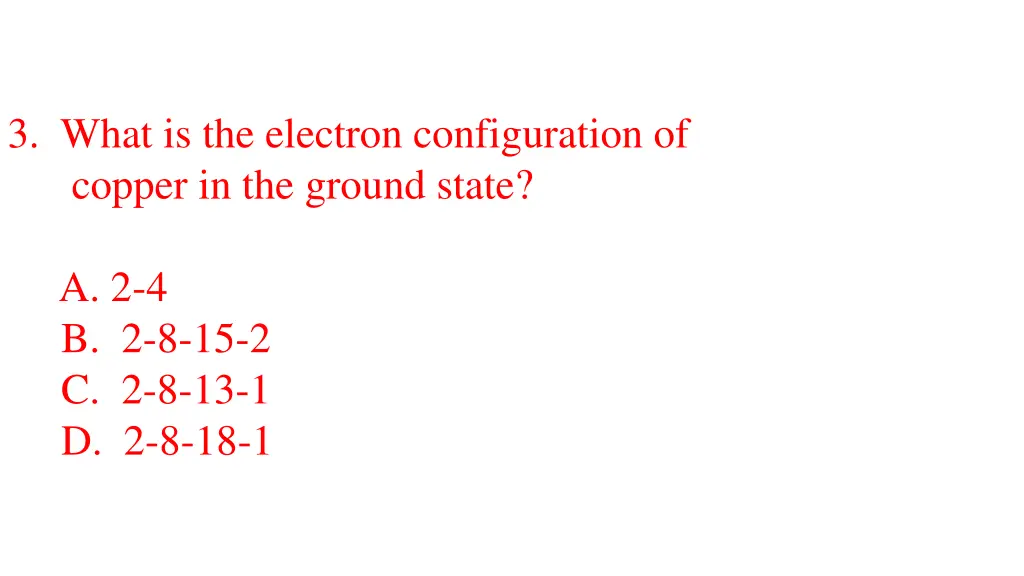 3 what is the electron configuration of copper