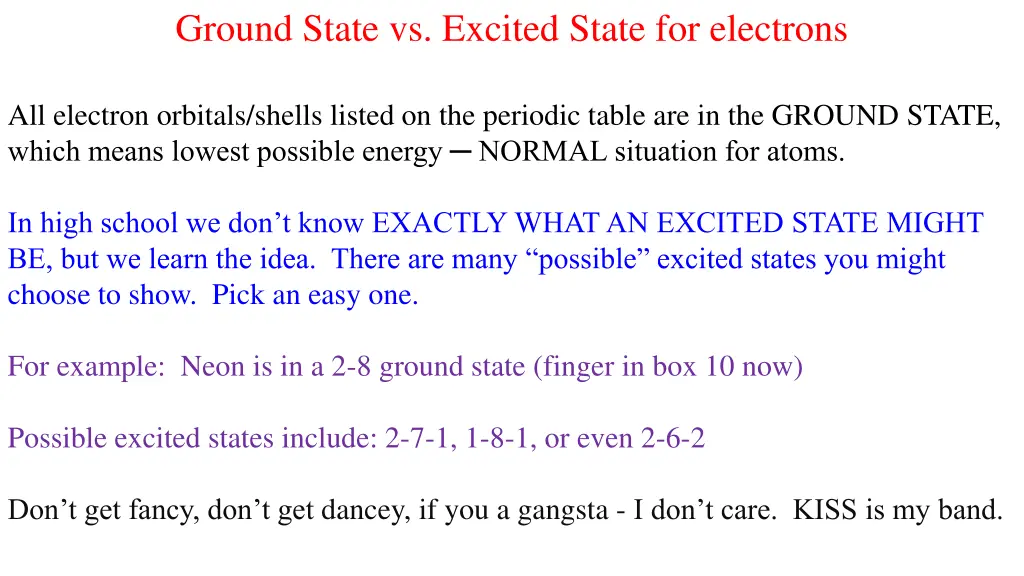 ground state vs excited state for electrons 1