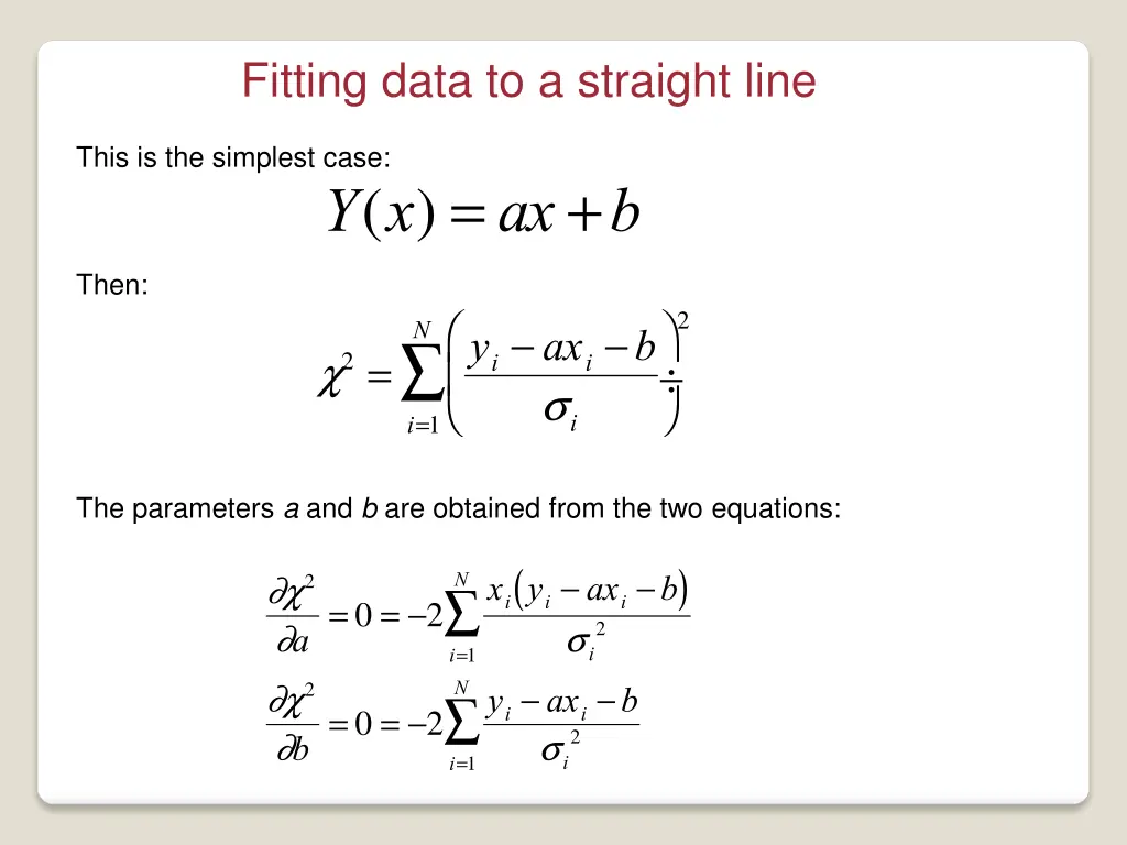 fitting data to a straight line 1