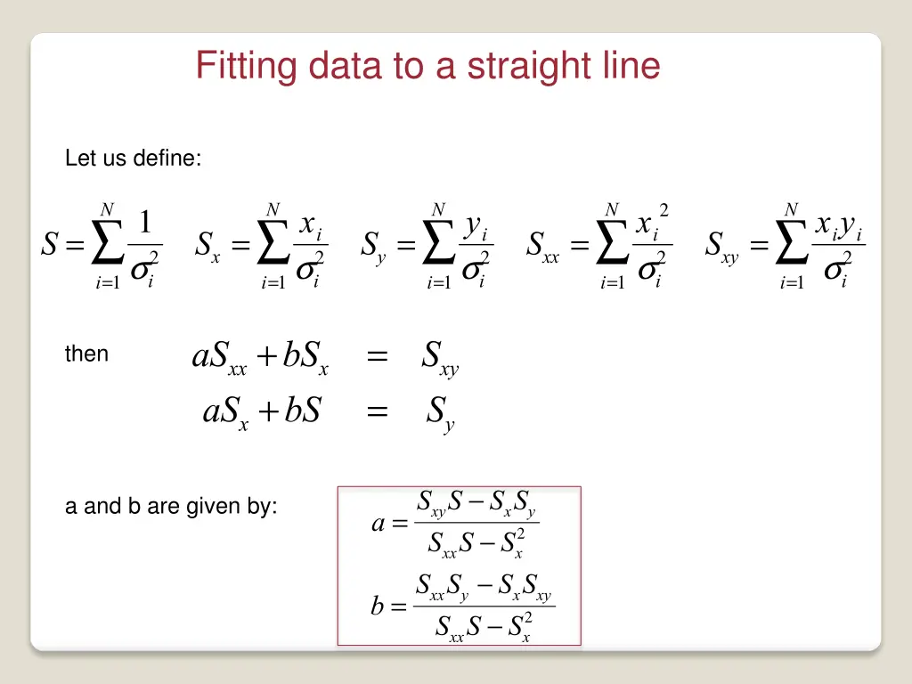 fitting data to a straight line 2