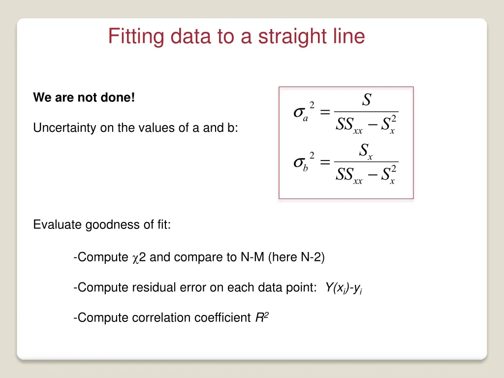 fitting data to a straight line 3