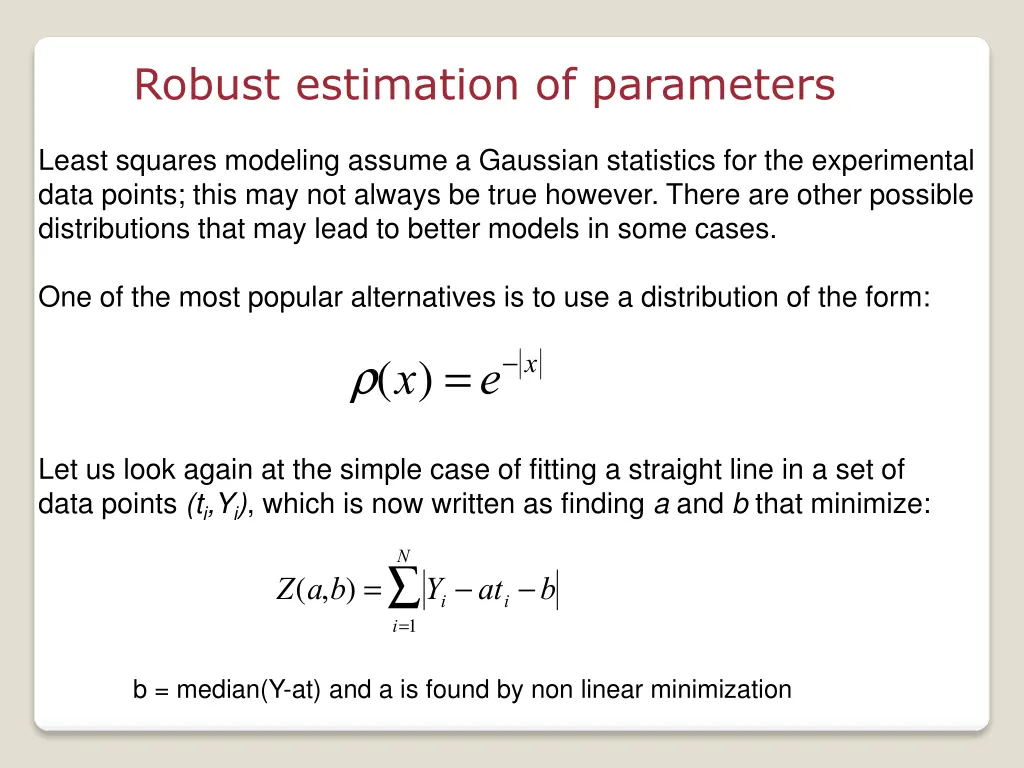 robust estimation of parameters