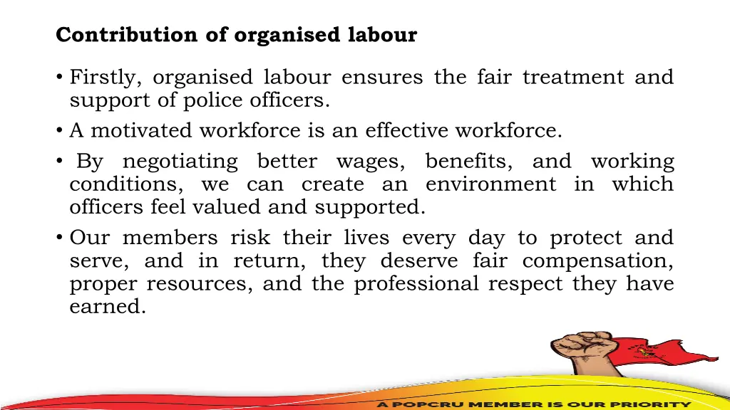 contribution of organised labour