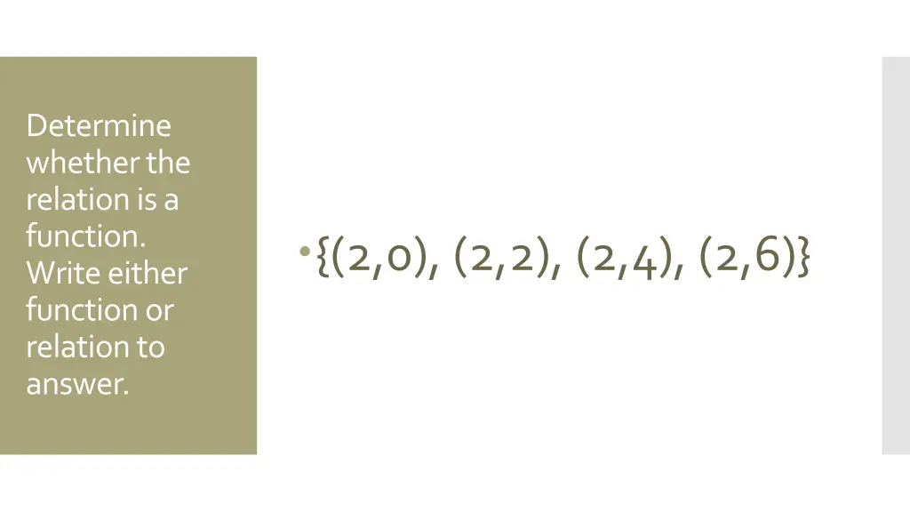 determine whether the relation is a function