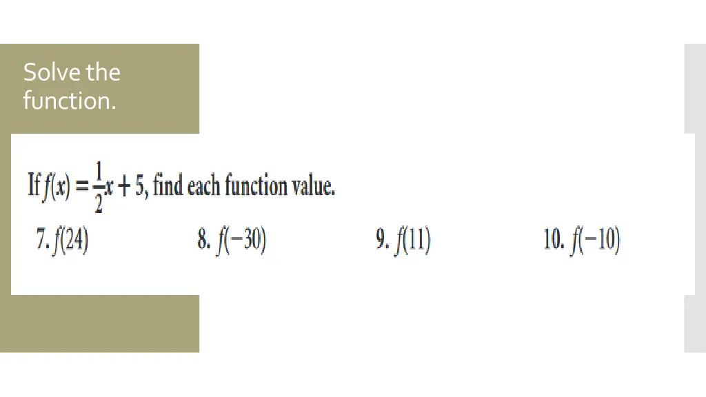 solve the function