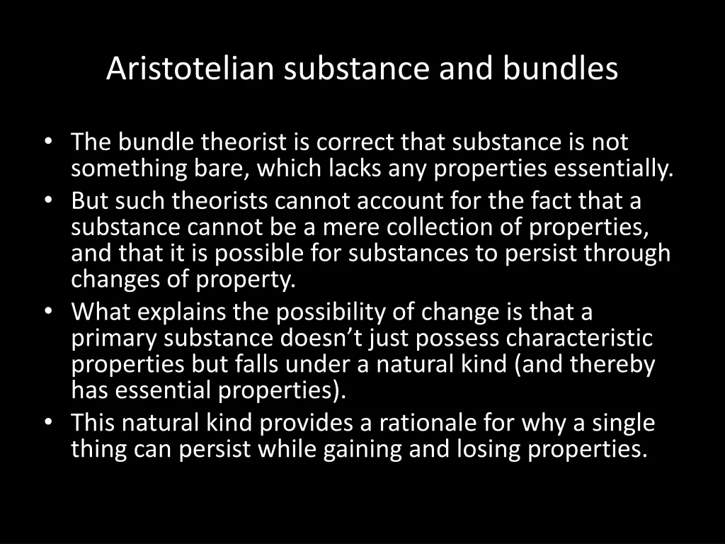 aristotelian substance and bundles