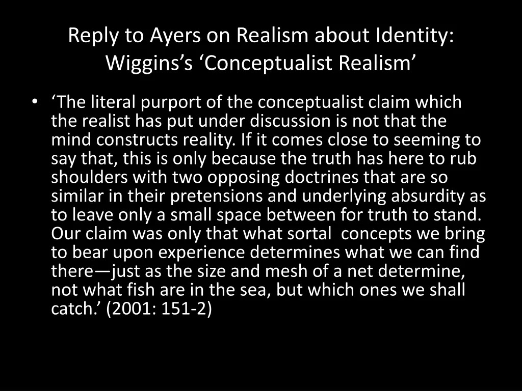 reply to ayers on realism about identity wiggins 1