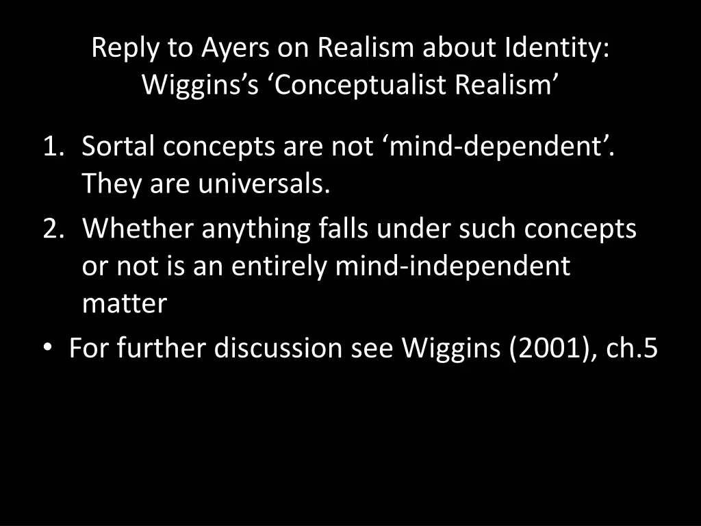 reply to ayers on realism about identity wiggins