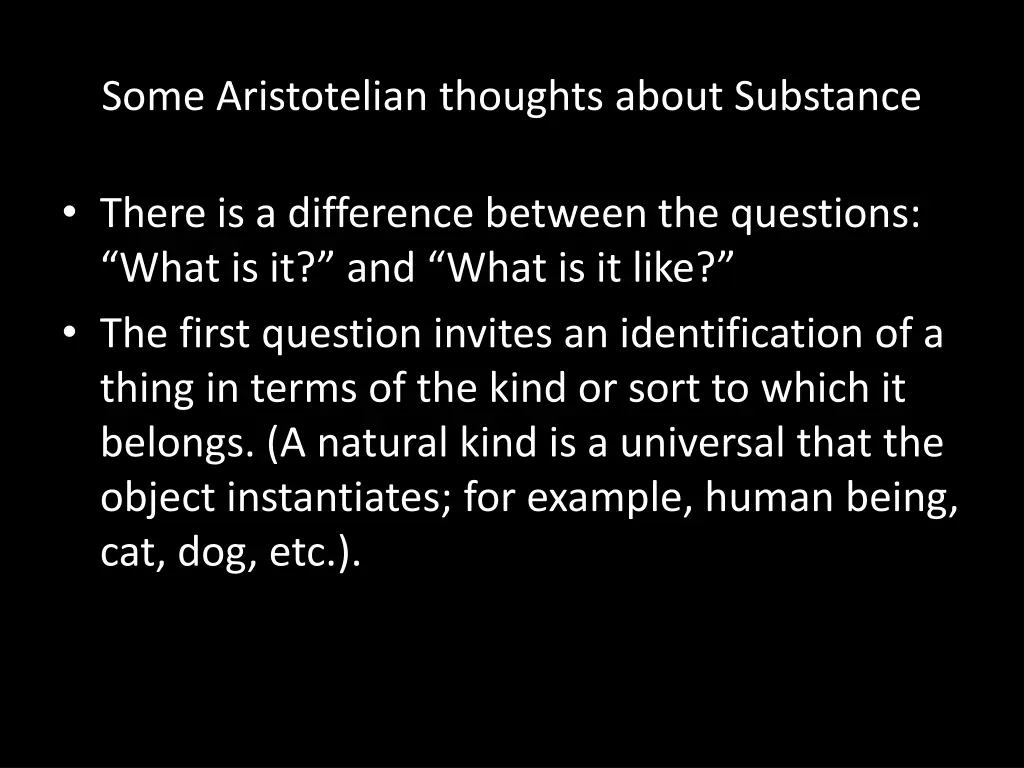 some aristotelian thoughts about substance