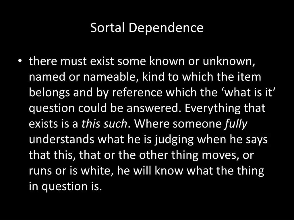 sortal dependence 1