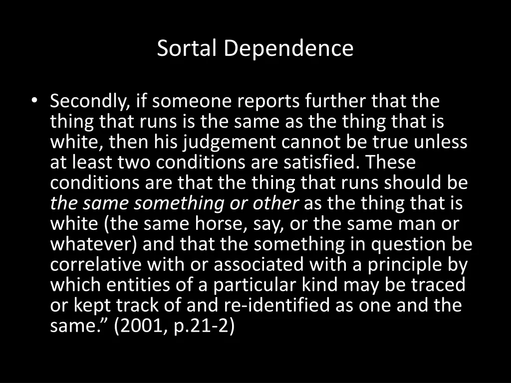 sortal dependence 2