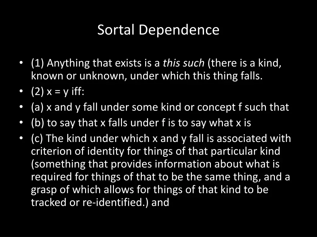 sortal dependence 3