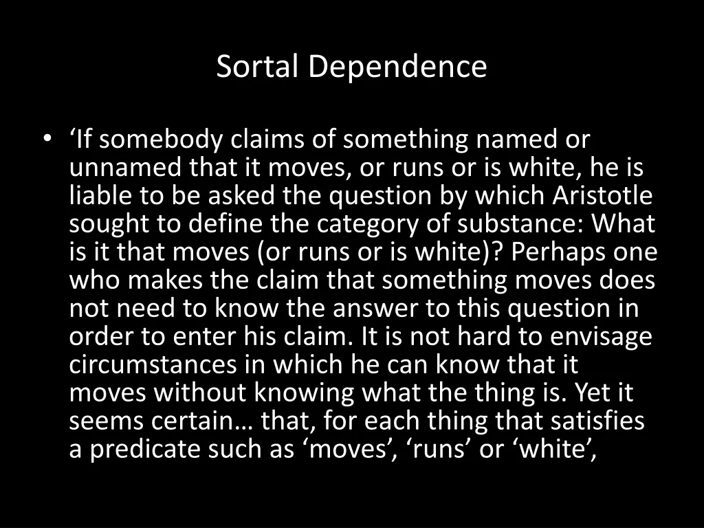 sortal dependence
