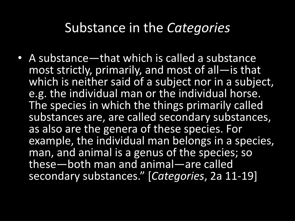 substance in the categories