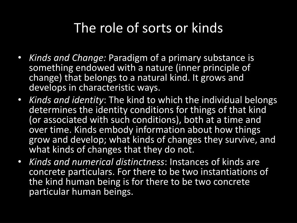 the role of sorts or kinds