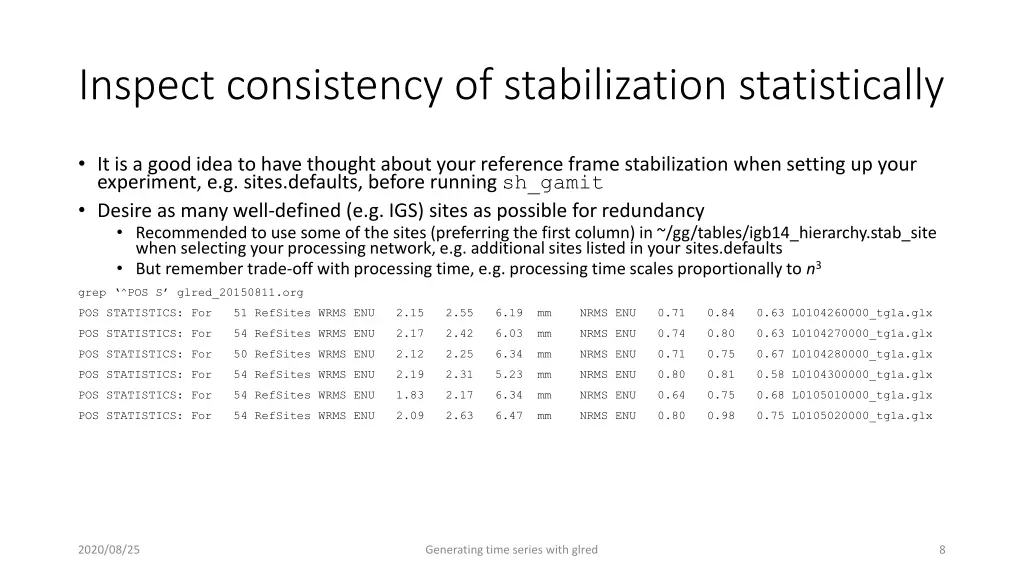 inspect consistency of stabilization statistically