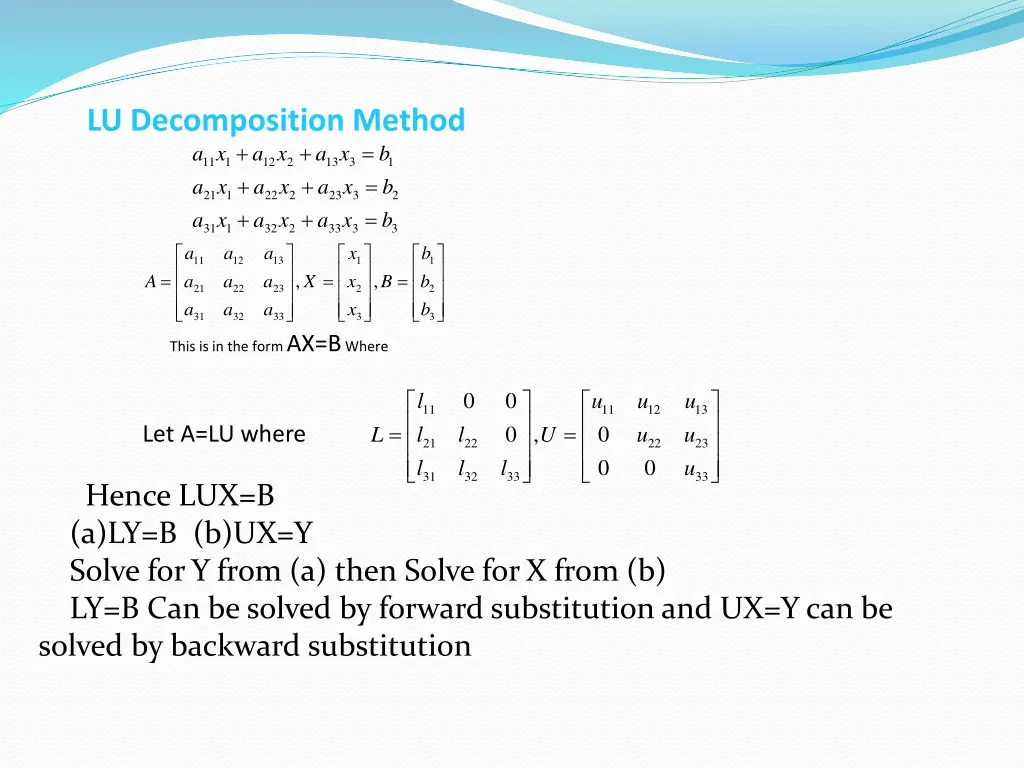 lu decomposition method