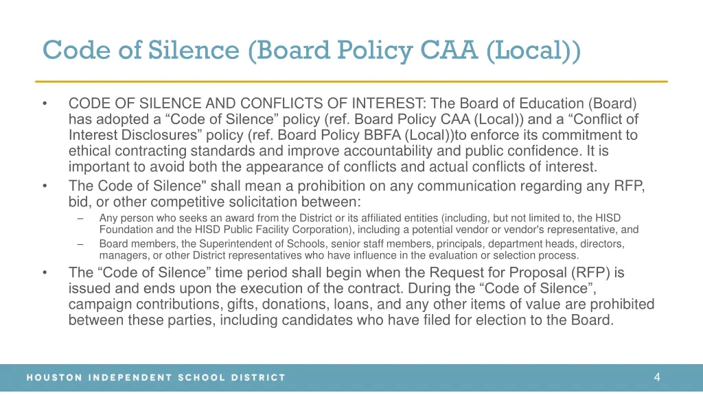 code of silence board policy caa local