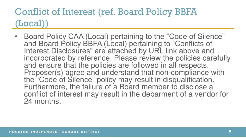 conflict of interest ref board policy bbfa local