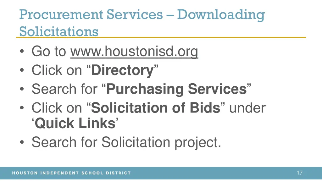 procurement services downloading solicitations