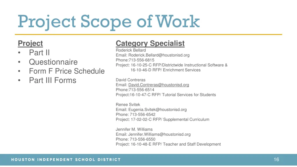 project scope of work