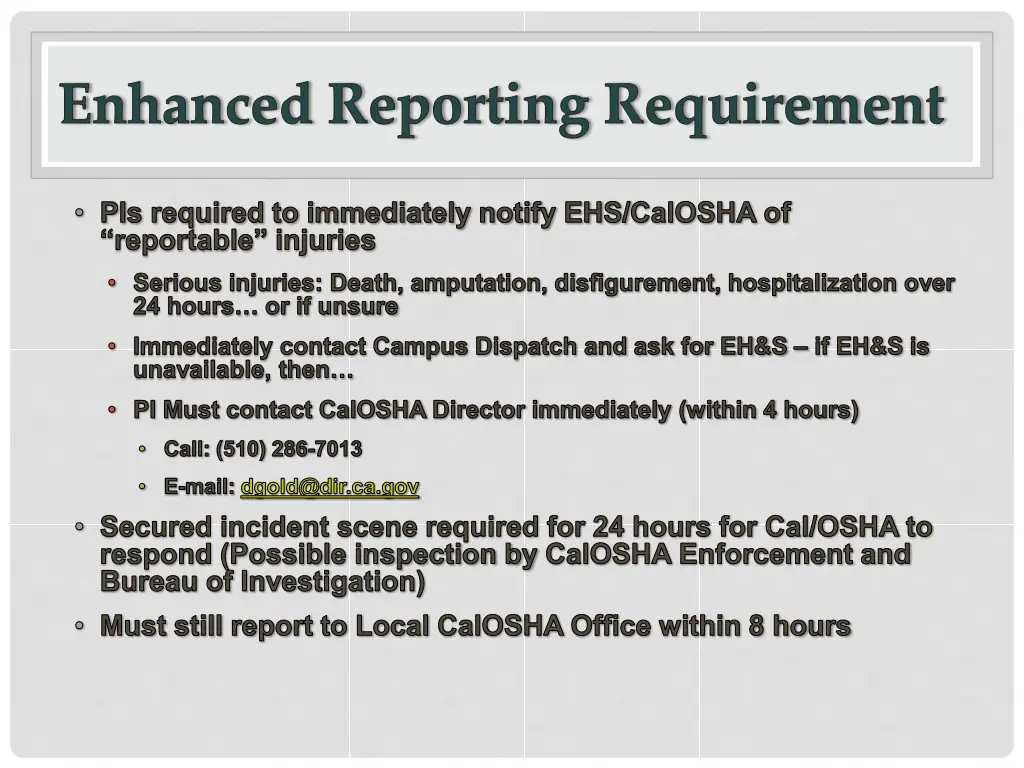 enhanced reporting requirement
