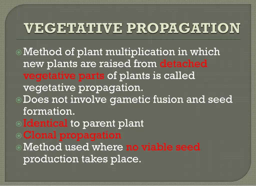 method of plant multiplication in which
