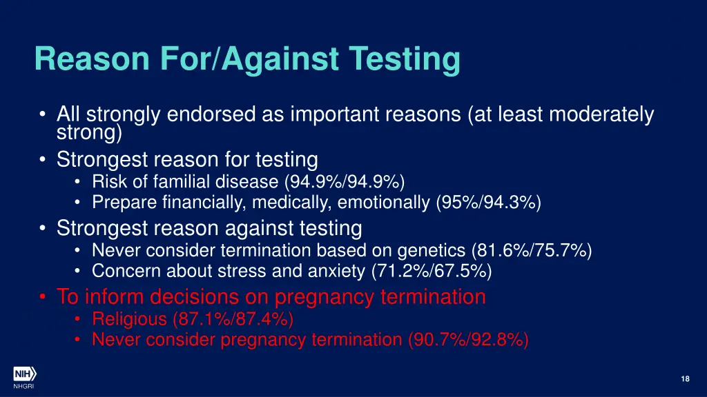 reason for against testing