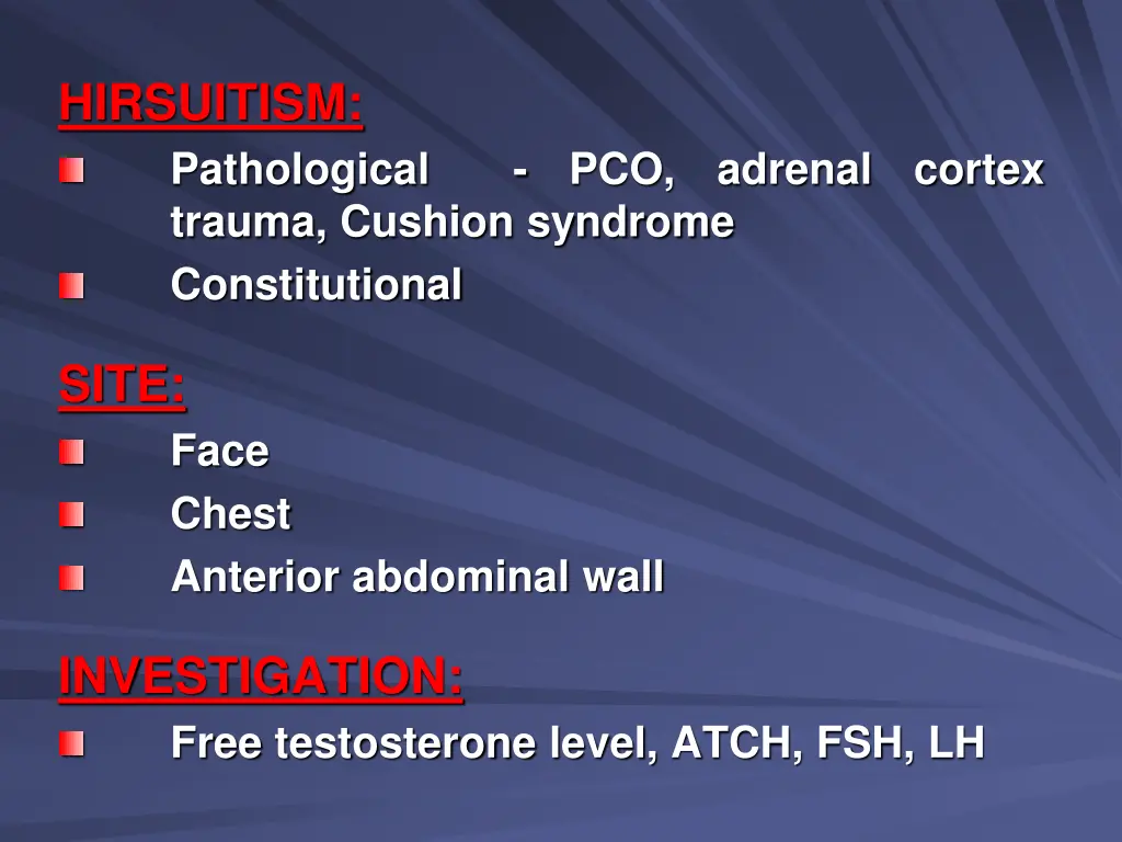 hirsuitism pathological pco adrenal cortex trauma